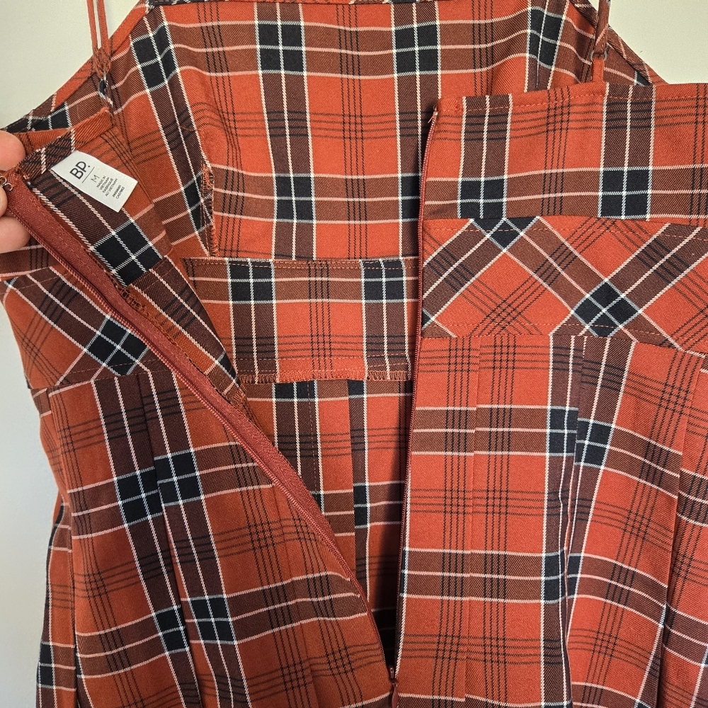 Nordstrom BP. Preppy Plaid Pleated Mini Dress In Rust Henna Billy Plaid Size M - Picture 9 of 12